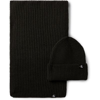 Calvin Klein Jeans Zestaw Szalik i Czapka Monogram Rib Scarf Beanie Set IU0IU00638 Czarny L_XL Czarny Męskie Calvin Klein Jeans Zestaw Szalik i Czapka Monogram Rib Scarf Beanie Set IU0IU00638 Czarny L_XL Czarny Męskie