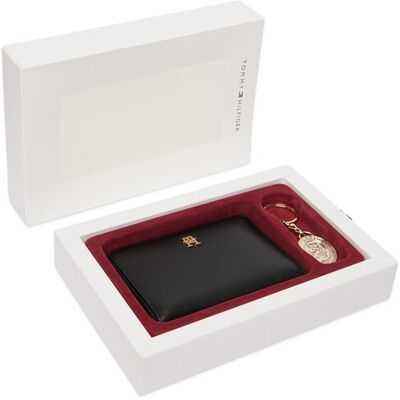 Tommy Hilfiger Zestaw portfel i brelok Th Gifting Med Za + Charm AW0AW18955 Czarny NOSIZE Czarny Damskie Tommy Hilfiger Zestaw portfel i brelok Th Gifting Med Za + Charm AW0AW18955 Czarny NOSIZE Czarny Damskie