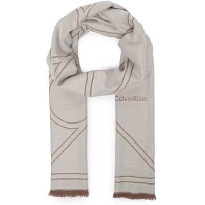 Calvin Klein Szal Emblem Repeat Lw Shawl W Fringes LV04F8074G Biały 00 Biały Damskie Calvin Klein Szal Emblem Repeat Lw Shawl W Fringes LV04F8074G Biały 00 Biały Damskie