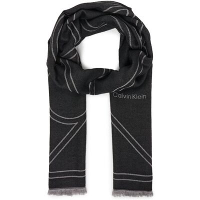 Calvin Klein Szal Emblem Repeat Lw Shawl W Fringes LV04F8074G Czarny NOSIZE Czarny Damskie Calvin Klein Szal Emblem Repeat Lw Shawl W Fringes LV04F8074G Czarny NOSIZE Czarny Damskie