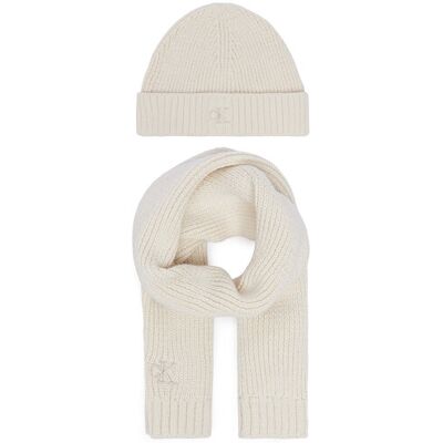 Calvin Klein Jeans Zestaw szalik i czapka Knitted Scarf Beanie Giftbox LVCKFJP00N Kremowy NOSIZE Kremowy Damskie Calvin Klein Jeans Zestaw szalik i czapka Knitted Scarf Beanie Giftbox LVCKFJP00N Kremowy NOSIZE Kremowy Damskie