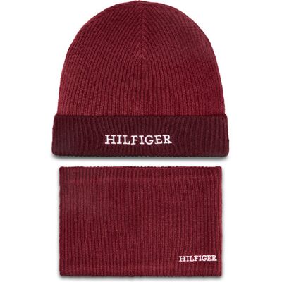 Tommy Hilfiger Komplet czapka i komin AU0AU01938 Czerwony L_XL Czerwony Unisex Dziecko Tommy Hilfiger Komplet czapka i komin AU0AU01938 Czerwony L_XL Czerwony Unisex Dziecko