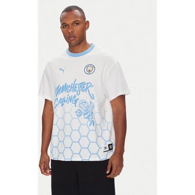 Puma T-Shirt CWC Hoops x Man City 631695 Biały Regular Fit XXL Biały Męskie Puma T-Shirt CWC Hoops x Man City 631695 Biały Regular Fit XXL Biały Męskie