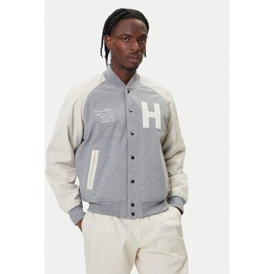 Tommy Hilfiger Kurtka bomber Mix Media Varsity MW0MW39684 Szary jasny Regular Fit M Szary jasny Męskie Tommy Hilfiger Kurtka bomber Mix Media Varsity MW0MW39684 Szary jasny Regular Fit M Szary jasny Męskie