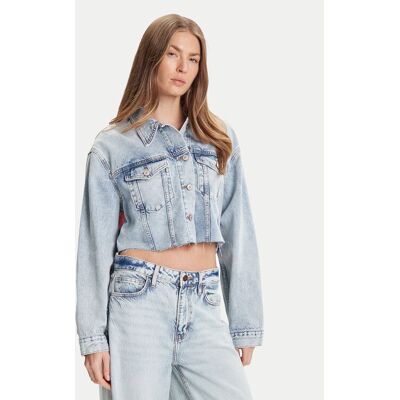 Tommy Jeans Kurtka jeansowa DW0DW21063 Niebieski Relaxed Fit XS Niebieski Damskie Tommy Jeans Kurtka jeansowa DW0DW21063 Niebieski Relaxed Fit XS Niebieski Damskie