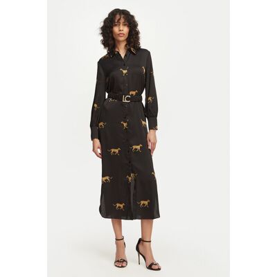 LOLA CASADEMUNT Sukienka koszulowa LS2616091 Czarny Regular Fit XS Czarny Damskie LOLA CASADEMUNT Sukienka koszulowa LS2616091 Czarny Regular Fit XS Czarny Damskie