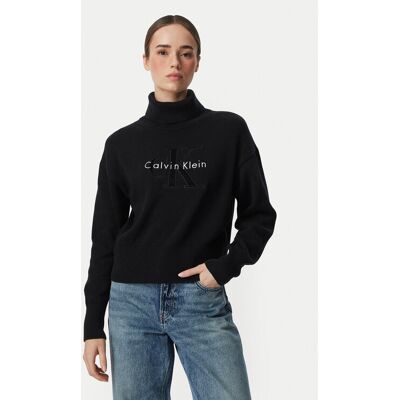 Calvin Klein Jeans Golf LV047H329G Czarny Regular Fit XS Czarny Damskie Calvin Klein Jeans Golf LV047H329G Czarny Regular Fit XS Czarny Damskie