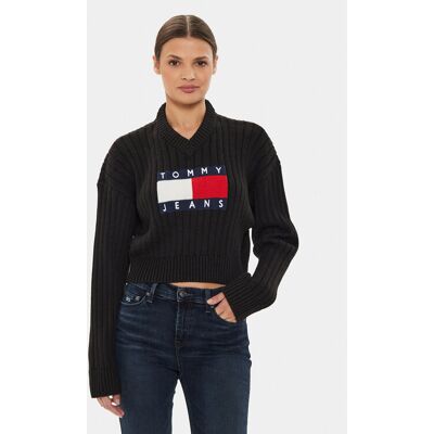 Tommy Jeans Sweter Center Flag DW0DW18528 Czarny Relaxed Fit XL Czarny Damskie Tommy Jeans Sweter Center Flag DW0DW18528 Czarny Relaxed Fit XL Czarny Damskie