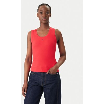 Tommy Jeans Top Essential DW0DW20673 Czerwony Slim Fit XS Czerwony Damskie Tommy Jeans Top Essential DW0DW20673 Czerwony Slim Fit XS Czerwony Damskie
