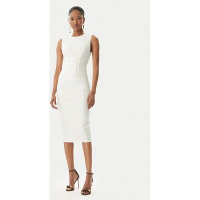 Elisabetta Franchi Sukienka koktajlowa AB76252E2 360 Biały Slim Fit 46 Biały Damskie Elisabetta Franchi Sukienka koktajlowa AB76252E2 360 Biały Slim Fit 46 Biały Damskie