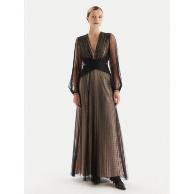 TWINSET Sukienka wieczorowa 252TT2021 Czarny Regular Fit 42 Czarny Damskie TWINSET Sukienka wieczorowa 252TT2021 Czarny Regular Fit 42 Czarny Damskie
