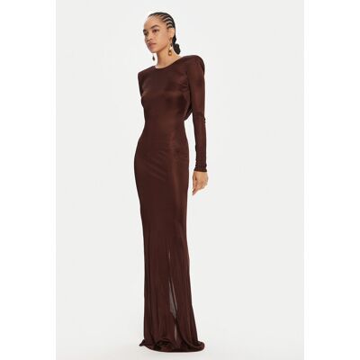 Elisabetta Franchi Sukienka wieczorowa AB-R10-56E2-V690 Brązowy Regular Fit 48 Brązowy Damskie Elisabetta Franchi Sukienka wieczorowa AB-R10-56E2-V690 Brązowy Regular Fit 48 Brązowy Damskie