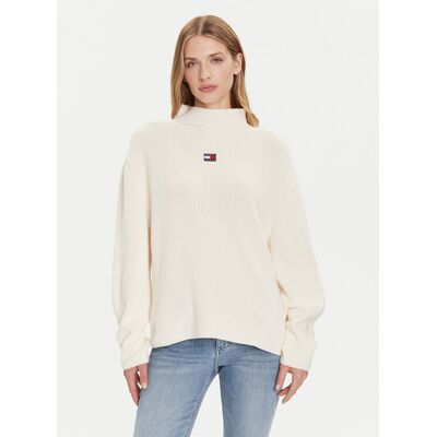 Tommy Jeans Sweter Badge DW0DW21676 Écru Relaxed Fit XS Kremowy Damskie Tommy Jeans Sweter Badge DW0DW21676 Écru Relaxed Fit XS Kremowy Damskie