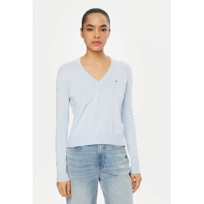 Tommy Jeans Sweter Essential DW0DW19888 Błękitny Regular Fit XXS Niebieski jasny Damskie Tommy Jeans Sweter Essential DW0DW19888 Błękitny Regular Fit XXS Niebieski jasny Damskie