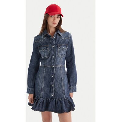 Tommy Jeans Sukienka jeansowa Western DW0DW21635 Niebieski Regular Fit XL Niebieski Damskie Tommy Jeans Sukienka jeansowa Western DW0DW21635 Niebieski Regular Fit XL Niebieski Damskie