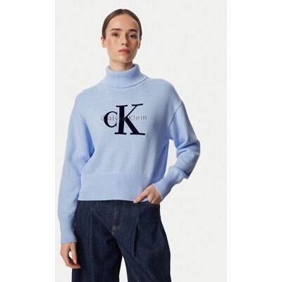 Calvin Klein Jeans Golf LV047H329G Niebieski jasny Regular Fit XS Niebieski jasny Damskie Calvin Klein Jeans Golf LV047H329G Niebieski jasny Regular Fit XS Niebieski jasny Damskie