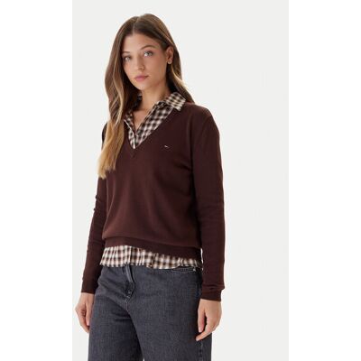 Tommy Jeans Sweter Essential DW0DW19888 Brązowy Regular Fit S Brązowy Damskie Tommy Jeans Sweter Essential DW0DW19888 Brązowy Regular Fit S Brązowy Damskie