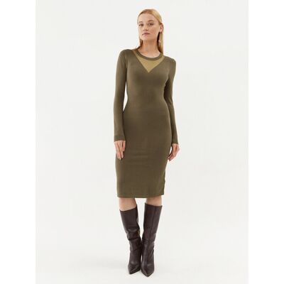 Fracomina Sukienka dzianinowa FJ23WD5002K51801 Khaki Slim Fit XS Khaki Damskie Fracomina Sukienka dzianinowa FJ23WD5002K51801 Khaki Slim Fit XS Khaki Damskie