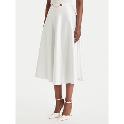 Elisabetta Franchi Spódnica midi GO-156-61E2-V320 Biały Regular Fit 42 Kremowy Damskie Elisabetta Franchi Spódnica midi GO-156-61E2-V320 Biały Regular Fit 42 Kremowy Damskie