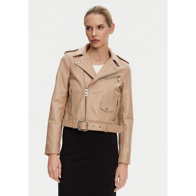 PINKO Kurtka skórzana 103897 A21L Beżowy Regular Fit 44 Beżowy Damskie PINKO Kurtka skórzana 103897 A21L Beżowy Regular Fit 44 Beżowy Damskie