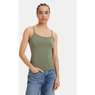 Tommy Jeans Top Essential DW0DW20675 Zielony Slim Fit S Zielony Damskie Tommy Jeans Top Essential DW0DW20675 Zielony Slim Fit S Zielony Damskie