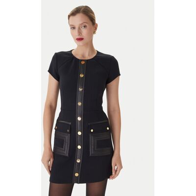 Elisabetta Franchi Sukienka koktajlowa AB-819-57E2-V690 Czarny Regular Fit 42 Czarny Damskie Elisabetta Franchi Sukienka koktajlowa AB-819-57E2-V690 Czarny Regular Fit 42 Czarny Damskie