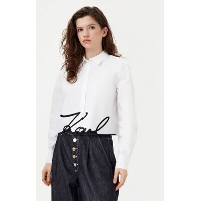 KARL LAGERFELD Koszula A1W11002 Biały Regular Fit 46 Biały Damskie KARL LAGERFELD Koszula A1W11002 Biały Regular Fit 46 Biały Damskie
