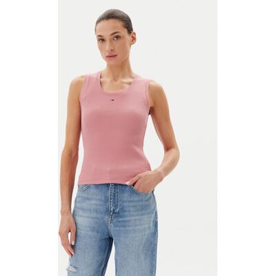 Tommy Jeans Top Essential DW0DW20673 Różowy Slim Fit XXS Różowy Damskie Tommy Jeans Top Essential DW0DW20673 Różowy Slim Fit XXS Różowy Damskie