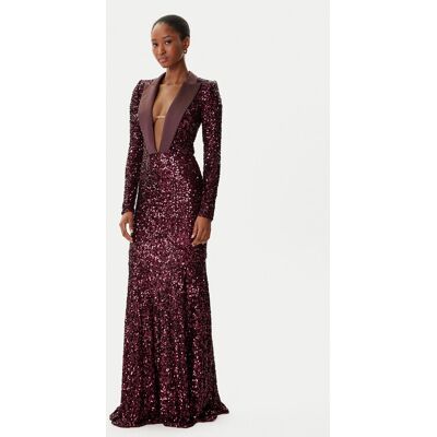 Elisabetta Franchi Sukienka wieczorowa AB-R13-56E2-V860' Bordowy Regular Fit 40 Bordowy Damskie Elisabetta Franchi Sukienka wieczorowa AB-R13-56E2-V860' Bordowy Regular Fit 40 Bordowy Damskie