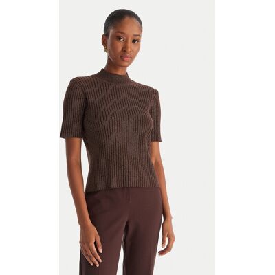 ACCESS FASHION Sweter 54-8046 Brązowy Slim Fit S_M Brązowy Damskie ACCESS FASHION Sweter 54-8046 Brązowy Slim Fit S_M Brązowy Damskie