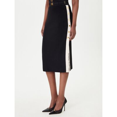 Elisabetta Franchi Spódnica midi GK-27S-61E2-V340 Czarny Regular Fit 40 Czarny Damskie Elisabetta Franchi Spódnica midi GK-27S-61E2-V340 Czarny Regular Fit 40 Czarny Damskie