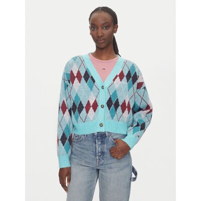 Tommy Jeans Kardigan DW0DW21180 Zielony Relaxed Fit XS Zielony Damskie Tommy Jeans Kardigan DW0DW21180 Zielony Relaxed Fit XS Zielony Damskie
