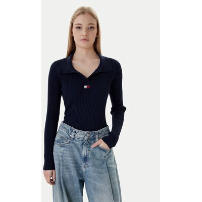 Tommy Jeans Sweter DW0DW22036 Granatowy Slim Fit XS Granatowy Damskie Tommy Jeans Sweter DW0DW22036 Granatowy Slim Fit XS Granatowy Damskie