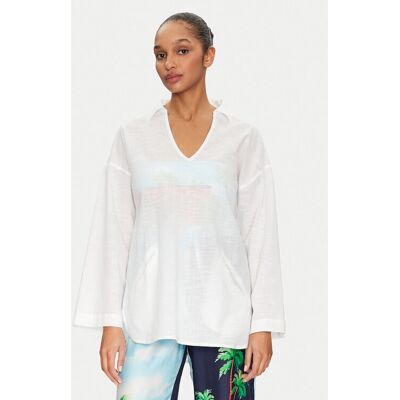 Seafolly Tunika Longline 55434-TO Biały Relaxed Fit L Biały Damskie Seafolly Tunika Longline 55434-TO Biały Relaxed Fit L Biały Damskie