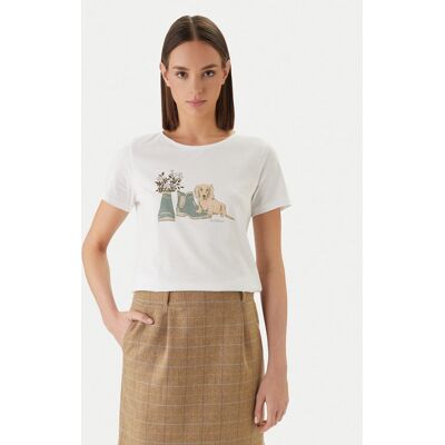 Barbour T-Shirt Brambles LTS0712WH11 Biały Regular Fit 10 Biały Damskie Barbour T-Shirt Brambles LTS0712WH11 Biały Regular Fit 10 Biały Damskie