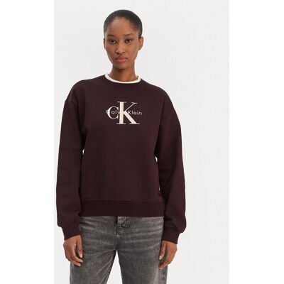 Calvin Klein Jeans Bluza Monologo LV047B234G Brązowy Regular Fit XS Brązowy Damskie Calvin Klein Jeans Bluza Monologo LV047B234G Brązowy Regular Fit XS Brązowy Damskie