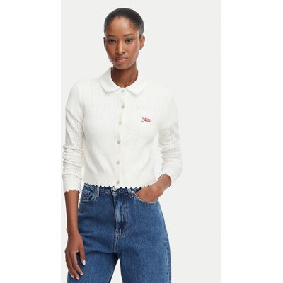 Tommy Jeans Kardigan Pointelle DW0DW22931 Biały Regular Fit M Biały Damskie Tommy Jeans Kardigan Pointelle DW0DW22931 Biały Regular Fit M Biały Damskie