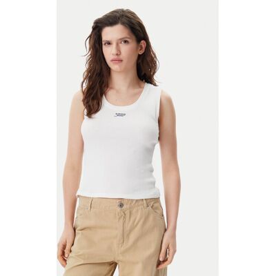 Tommy Jeans Top DW0DW21369 Biały Slim Fit S Biały Damskie Tommy Jeans Top DW0DW21369 Biały Slim Fit S Biały Damskie