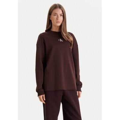 Calvin Klein Jeans Bluza Monologo LV047E211G Brązowy Oversize XS Brązowy Damskie Calvin Klein Jeans Bluza Monologo LV047E211G Brązowy Oversize XS Brązowy Damskie