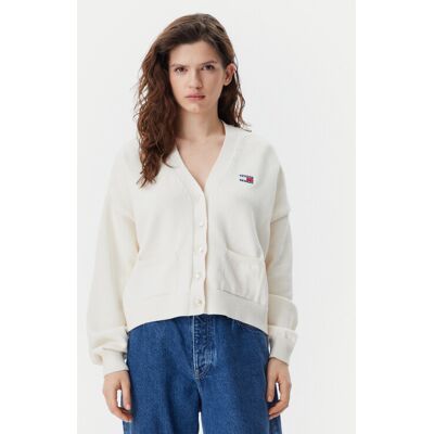 Tommy Jeans Kardigan DW0DW20257 Beżowy Relaxed Fit S Beżowy Damskie Tommy Jeans Kardigan DW0DW20257 Beżowy Relaxed Fit S Beżowy Damskie