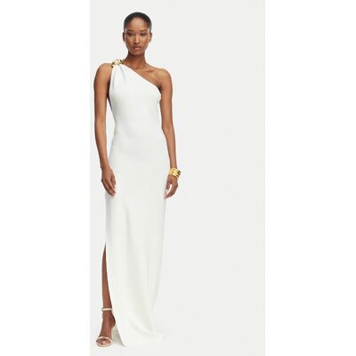 Elisabetta Franchi Sukienka wieczorowa AM-43B-62E2-V600 Biały Slim Fit 42 Biały Damskie Elisabetta Franchi Sukienka wieczorowa AM-43B-62E2-V600 Biały Slim Fit 42 Biały Damskie