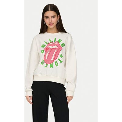 ONLY Bluza Rolling Stones 15345927 Biały Regular Fit XS Biały Damskie ONLY Bluza Rolling Stones 15345927 Biały Regular Fit XS Biały Damskie