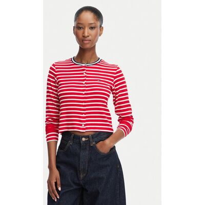 Tommy Jeans Kardigan DW0DW22805 Czerwony Slim Fit S Czerwony Damskie Tommy Jeans Kardigan DW0DW22805 Czerwony Slim Fit S Czerwony Damskie