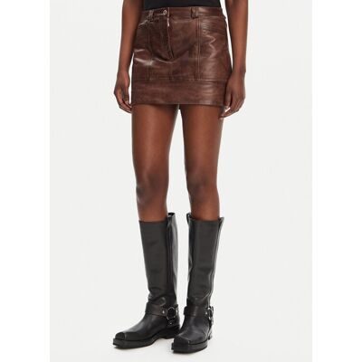 PINKO Spódnica skórzana Geordie 104957 A2I1 Brązowy Slim Fit 44 Brązowy Damskie PINKO Spódnica skórzana Geordie 104957 A2I1 Brązowy Slim Fit 44 Brązowy Damskie