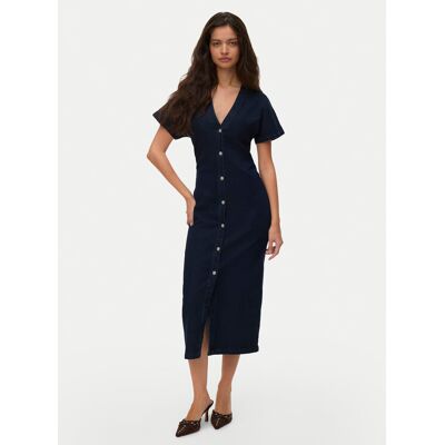 Vero Moda Sukienka jeansowa Sanni 10345708 Granatowy Slim Fit XS Granatowy Damskie Vero Moda Sukienka jeansowa Sanni 10345708 Granatowy Slim Fit XS Granatowy Damskie