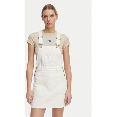 Tommy Jeans Sukienka jeansowa Logo Pocket Dungaree DW0DW22002 Biały Regular Fit XXS Biały Damskie Tommy Jeans Sukienka jeansowa Logo Pocket Dungaree DW0DW22002 Biały Regular Fit XXS Biały Damskie