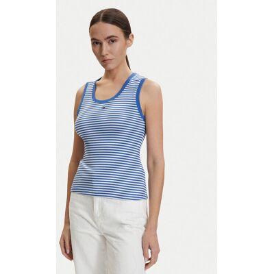 Tommy Jeans Top DW0DW20673 Niebieski Slim Fit XS Niebieski Damskie Tommy Jeans Top DW0DW20673 Niebieski Slim Fit XS Niebieski Damskie