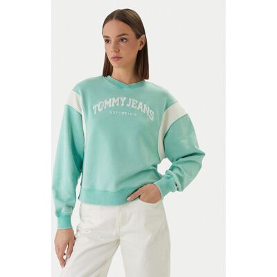 Tommy Jeans Bluza Varsity Crew DW0DW22365 Zielony Regular Fit XS Zielony Damskie Tommy Jeans Bluza Varsity Crew DW0DW22365 Zielony Regular Fit XS Zielony Damskie