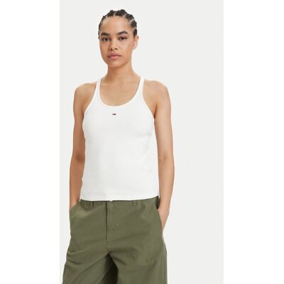 Tommy Jeans Top Racerback DW0DW22264 Biały Slim Fit S Biały Damskie Tommy Jeans Top Racerback DW0DW22264 Biały Slim Fit S Biały Damskie