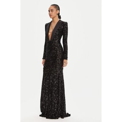 Elisabetta Franchi Sukienka wieczorowa AB-R13-56E2-V860 Czarny Regular Fit 42 Czarny Damskie Elisabetta Franchi Sukienka wieczorowa AB-R13-56E2-V860 Czarny Regular Fit 42 Czarny Damskie